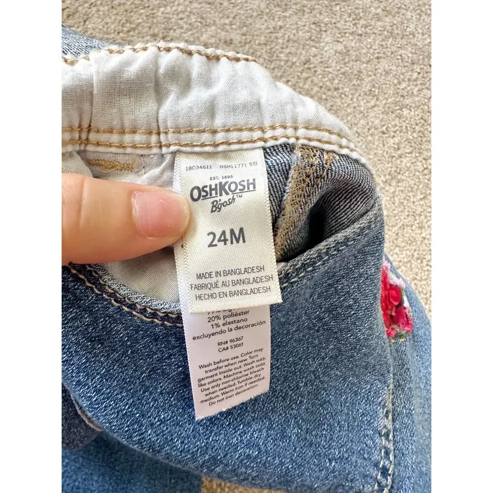 Oshkosh Upcycled Patchwork Frida Kahlo Denim Overalls Girls 24 Months
